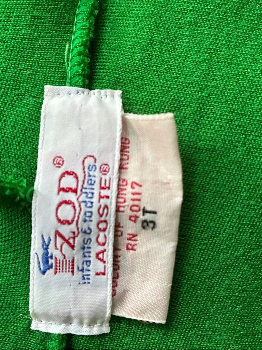 Vintage 70s Lacoste Kids 3T Green Zip Front 2 Piece Sweat Suit Boys Girls NWT
